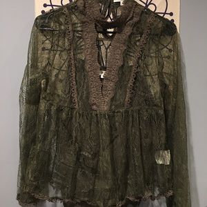 Dark green lace long sleeve shirt. Size US womens small. never worn